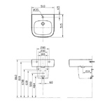 TOTO NC Раковина подвесная с полупьедисталом 510x515x177