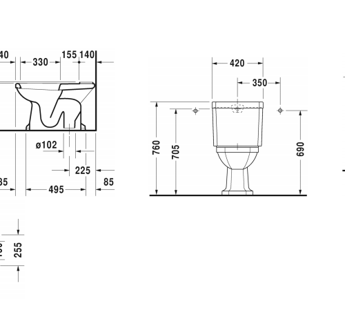 Duravit 1930 Унитаз моноблок с отдельным бачком
