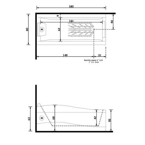 Ванна Gruppo Treesse Spider 180x80x68