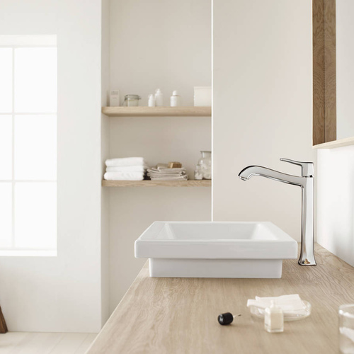 Hansgrohe Metris Classic Смеситель для раковины Highriser, однорычажный, со сливным гарнитуром